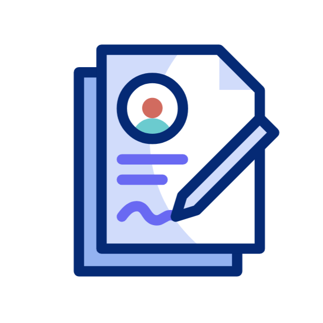 Animated illustration of signing a form