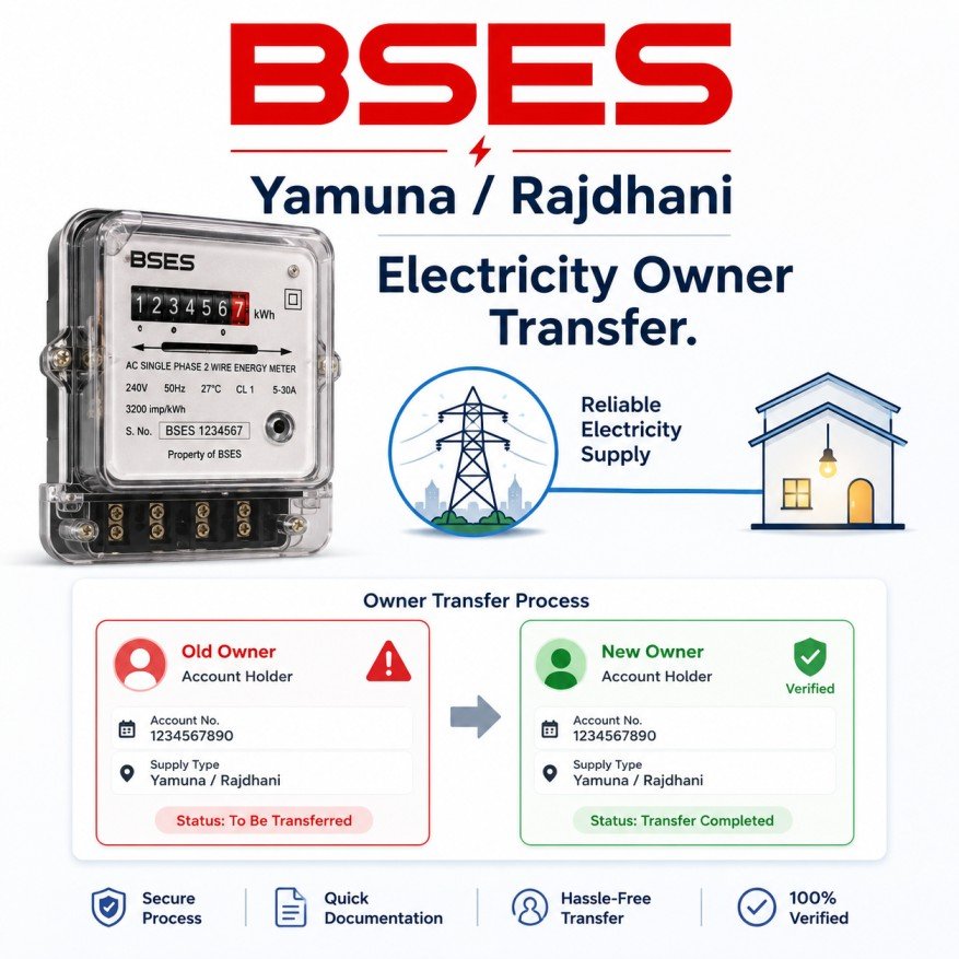 BSES Electricity Owner Name Transfer in Delhi