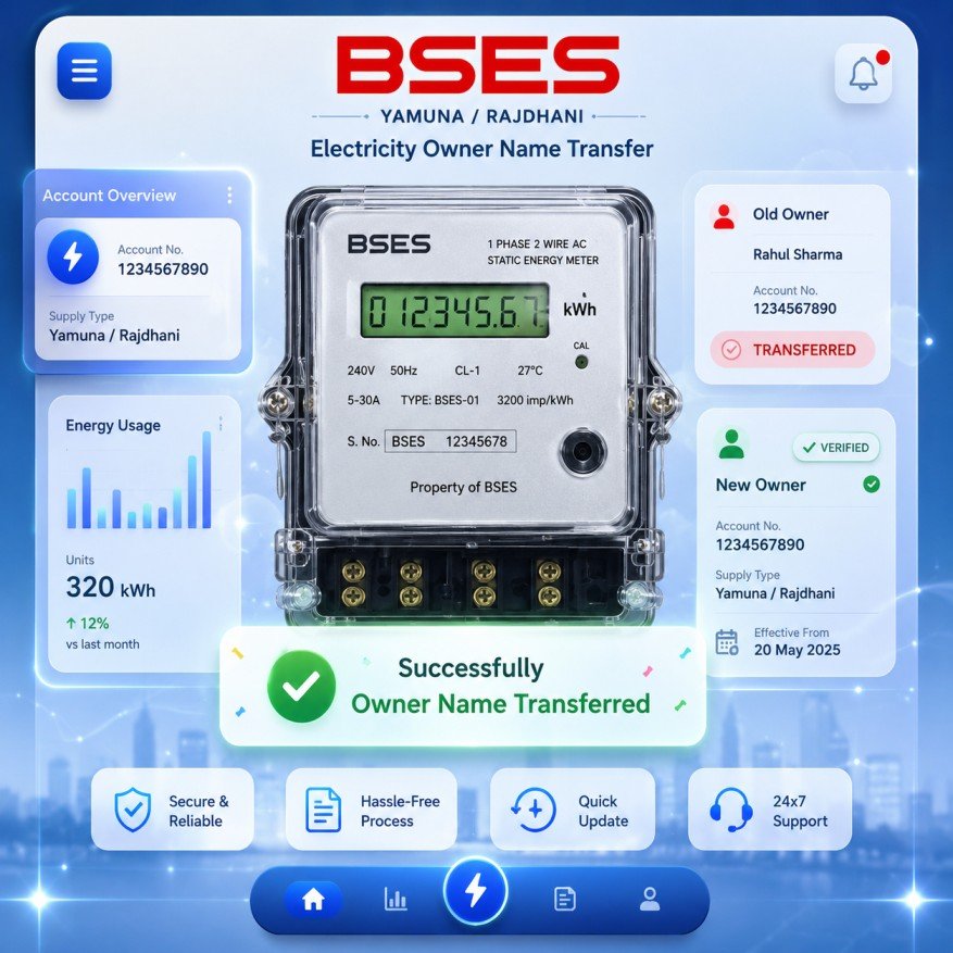 Successful BSES Electricity Owner Name Transfer in Delhi