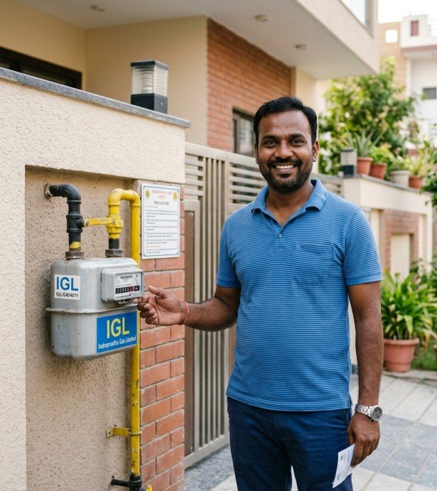 Happy Form Sewa customer following successful IGL ownership transfer in Delhi